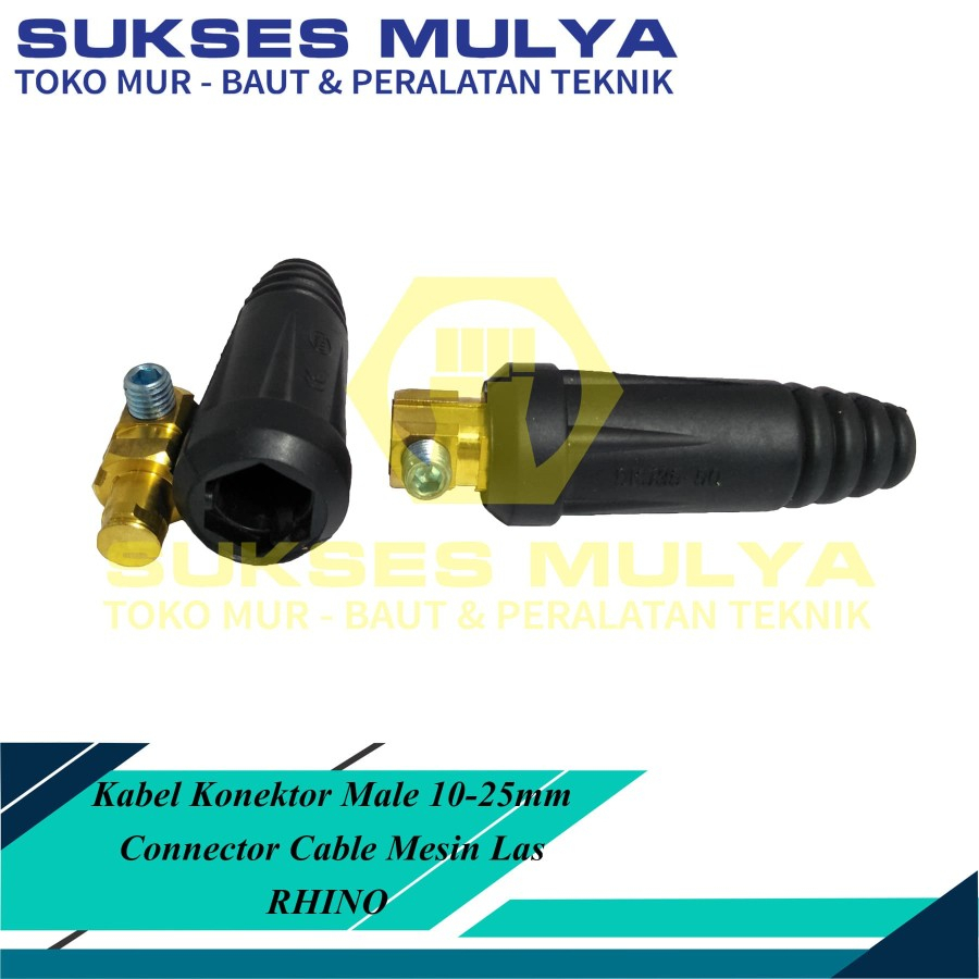 RHINO KONEKTOR MALE KABEL MESIN LAS LISTRIK 10 - 25 MM CONNECTOR PLUG