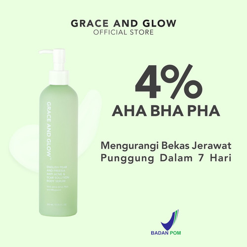 Grace and Glow Rouge 540 Glow &amp; Firm Scrub Solution Body Wash + English Pear and Freesia Anti Acne &amp; Scar Body Serum