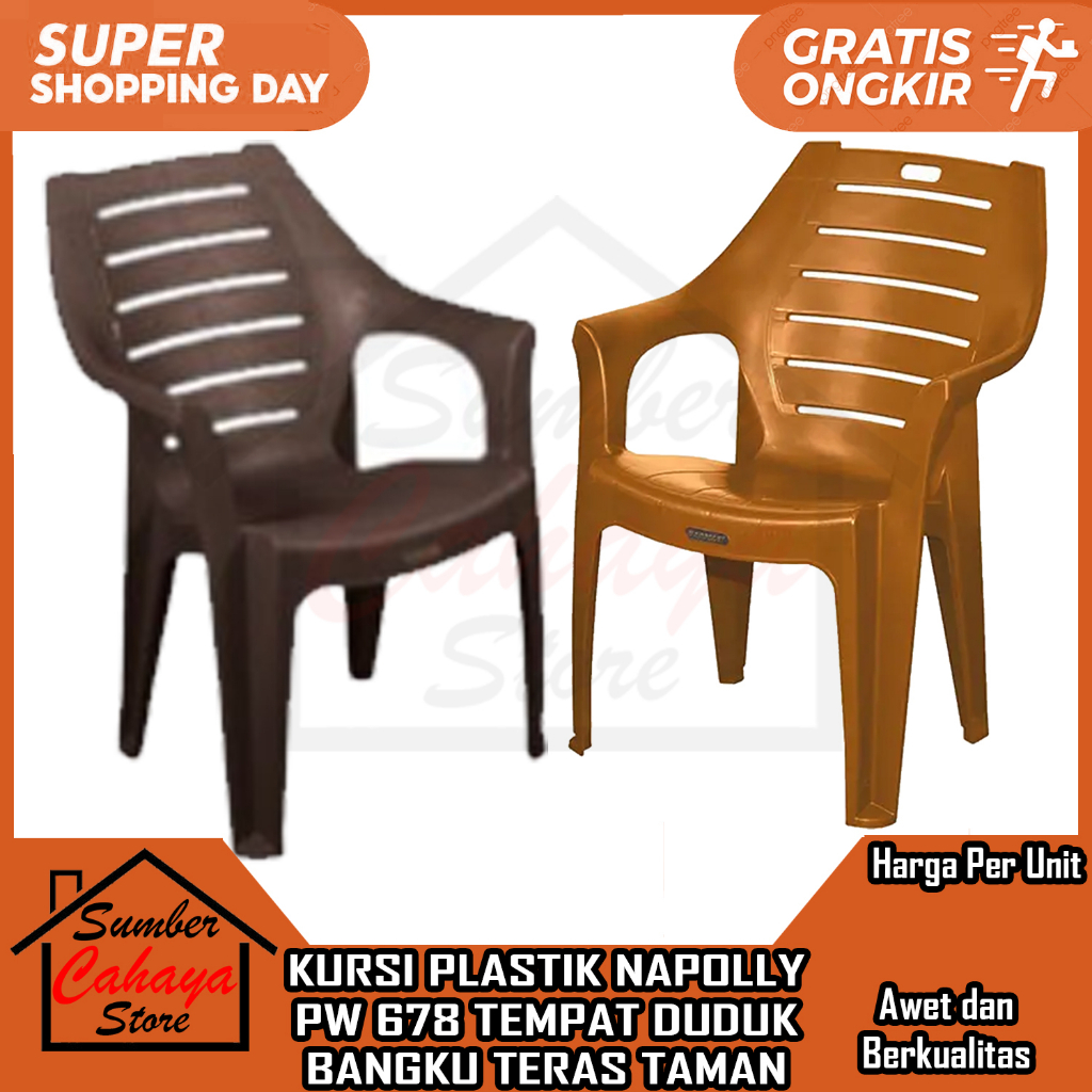 [Instant]Napolly Pw 678 Pw678 Sender Tangan Taman Teras Tamu Sandaran  Kursi Plastik Santai Napoly N