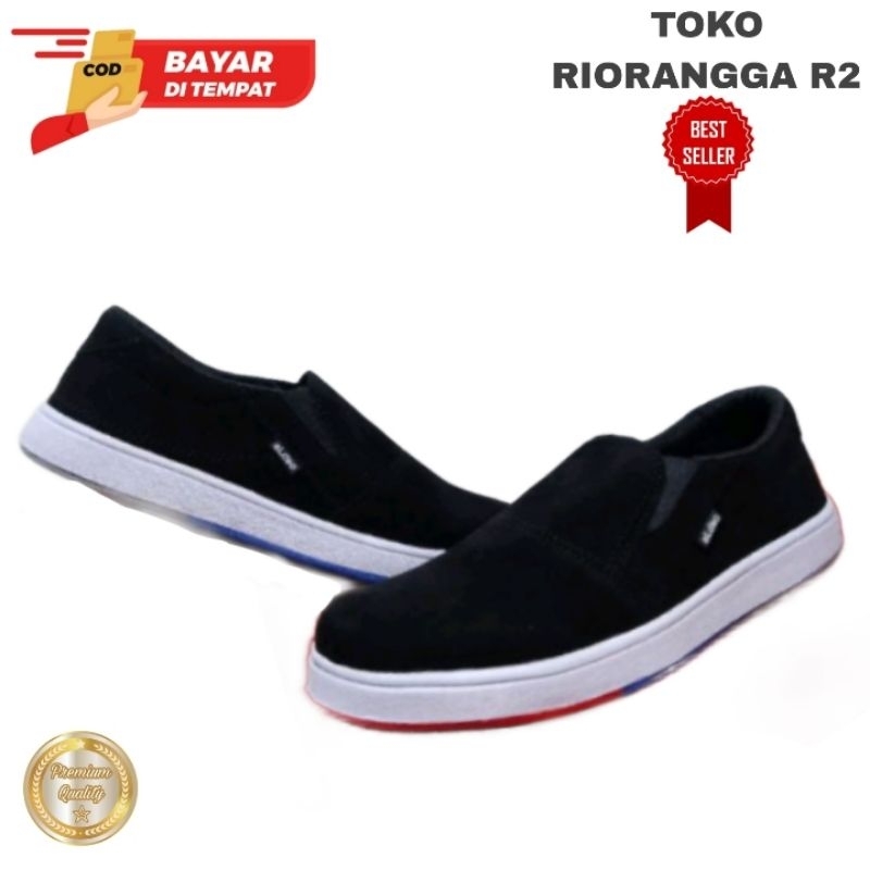 SEPATU sneaker slip on new edition pria trendy hitam