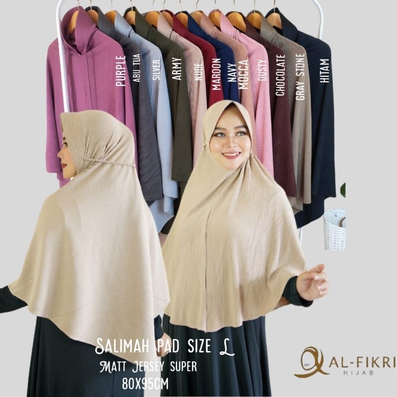 SALIMAH L khimar jumbo plisket tali ulir jersey korea/krudung murah