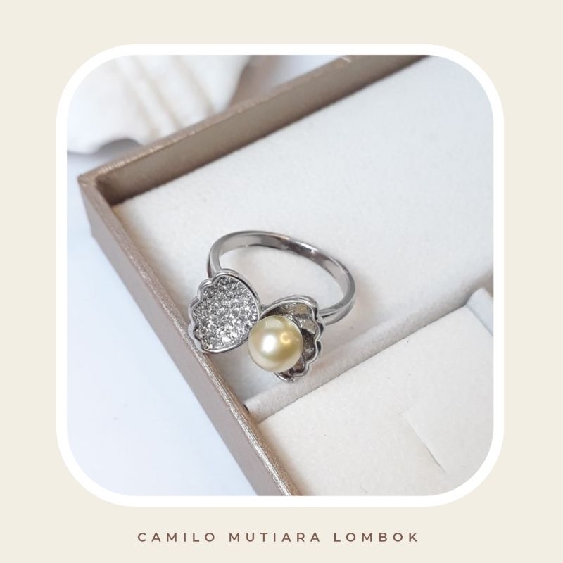 Cincin Rhodium Kerang Mutiara Air Laut