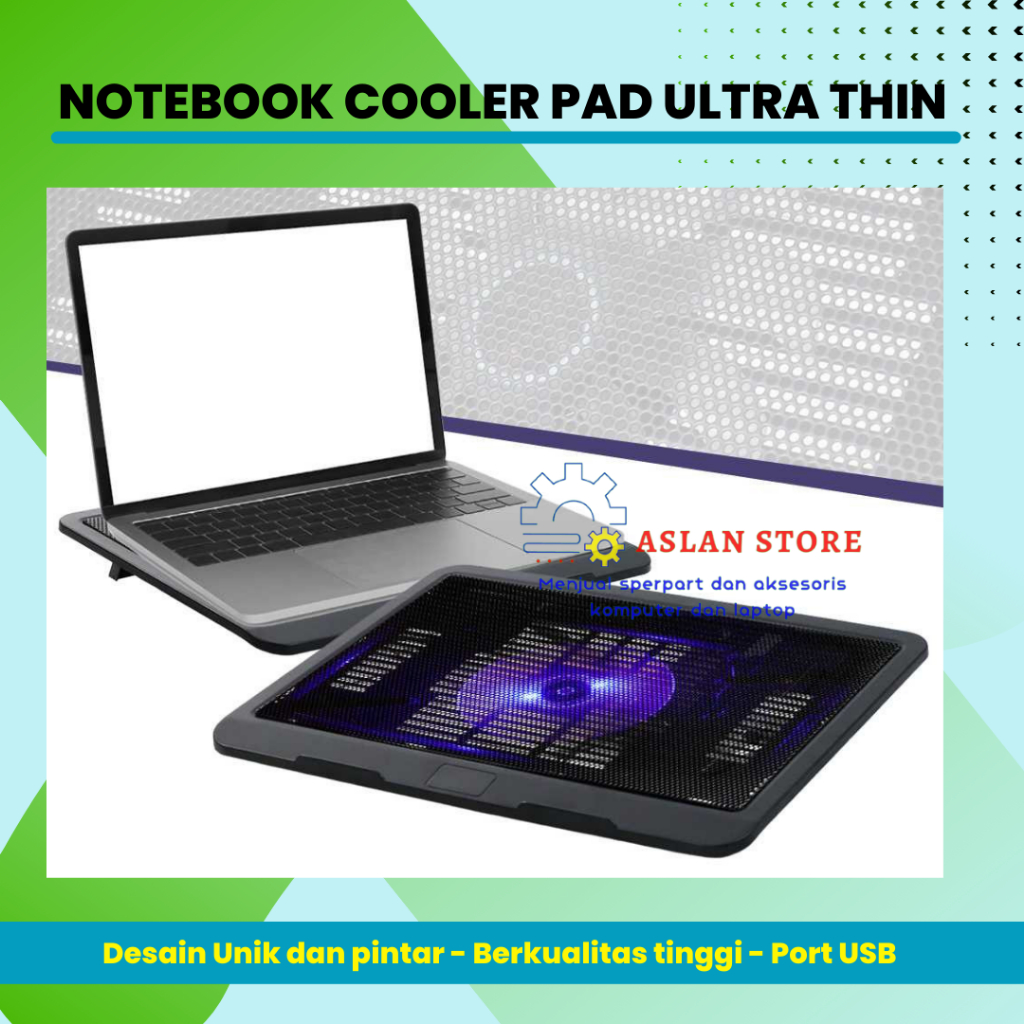 Cooling Fan Cooler Cooling Pad Kipas Pendingin Laptop Notebook Ultra Thin Radiator