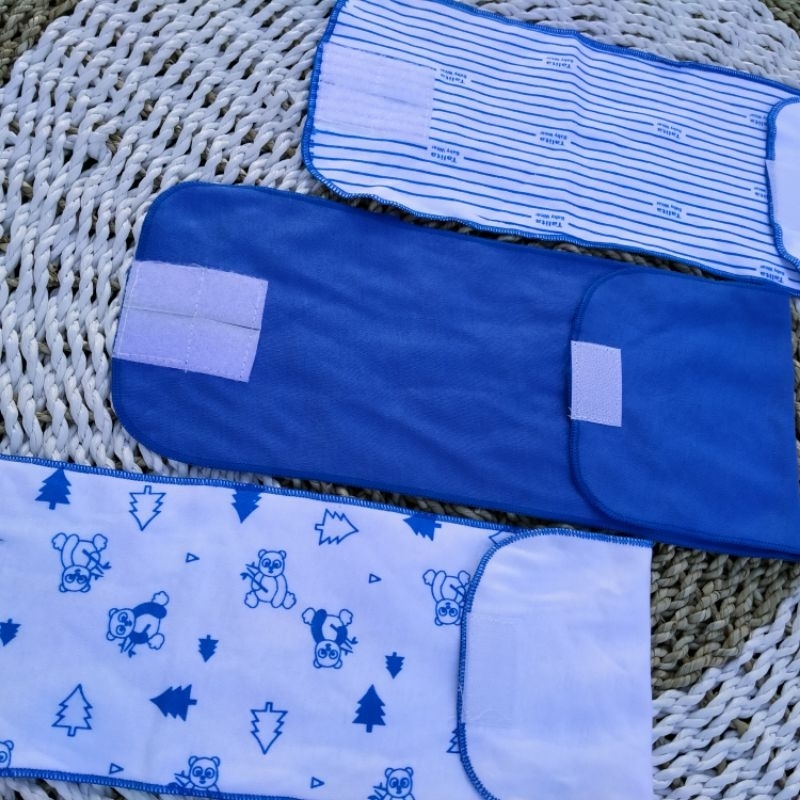 3 Pcs Gurita Bayi Rekat Seri Warna Biru/Kain penyangga perut Bayi/Gurita Instant Baby Newborn talitababywear