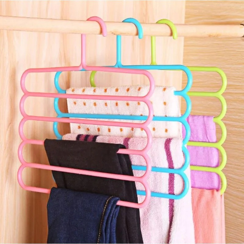 Gantungan BAJU JILBAB 5 Susun Magic Hanger Pakaian Celana Jilbab Handuk 5 Layer Lemari Plastik Hemat Tempat