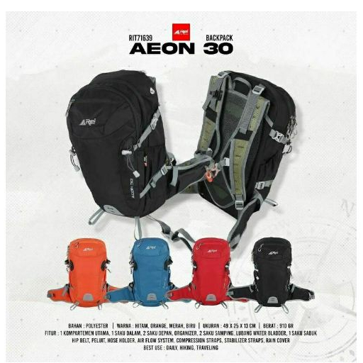 Tas Gunung Daypack Outdoor arei AEON 30L original back sistem jaring