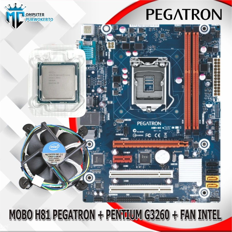 Mainboard LGA 1150 H81 + Processor Pentium G3220/G3240/G3260 + Fan