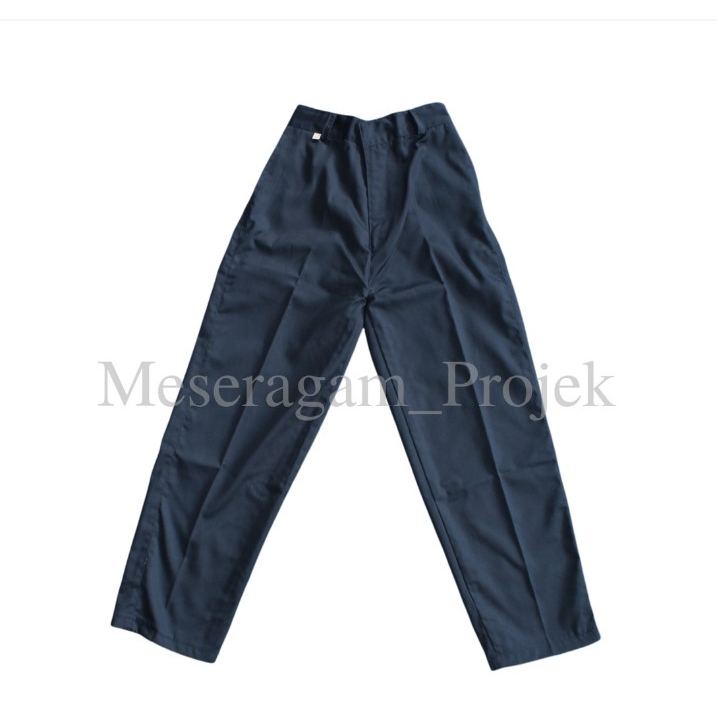 Celana Panjang Sekolah SMP MTS Biru Tsanawiah Pinggang Karet American Drill Premium