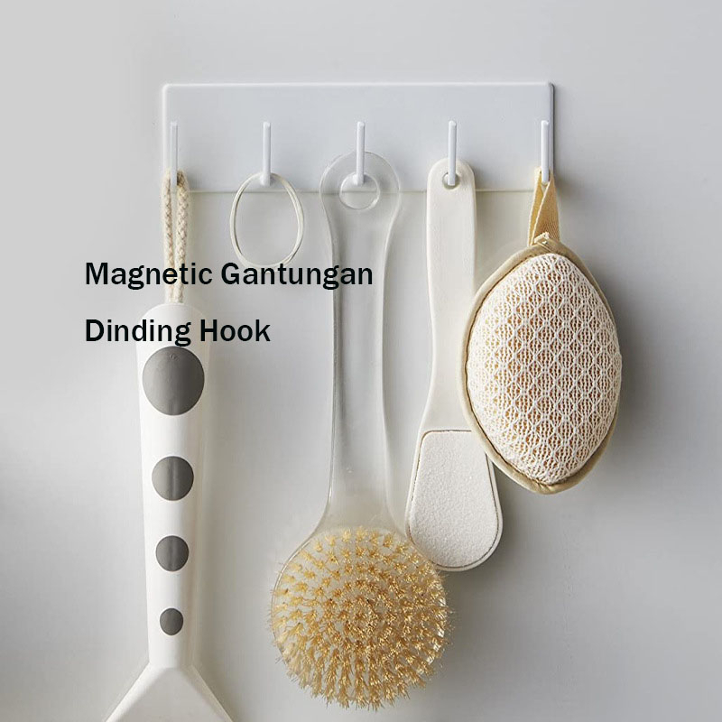 Mi.more Magnetic Gantungan Dinding 5Hook Kitchen Hook Puith/Hitam Non-adhesive Multifunction Hanger