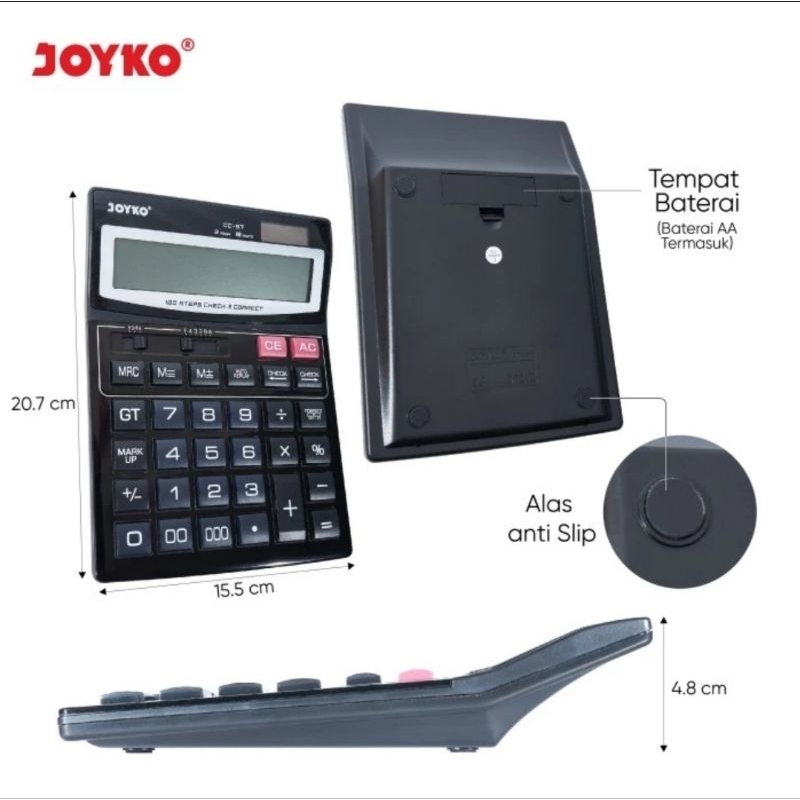 JOYKO CC-57 Check &amp; Correct Calculator - Kalkulator 16 Digit LCD BESAR Cek Ulang