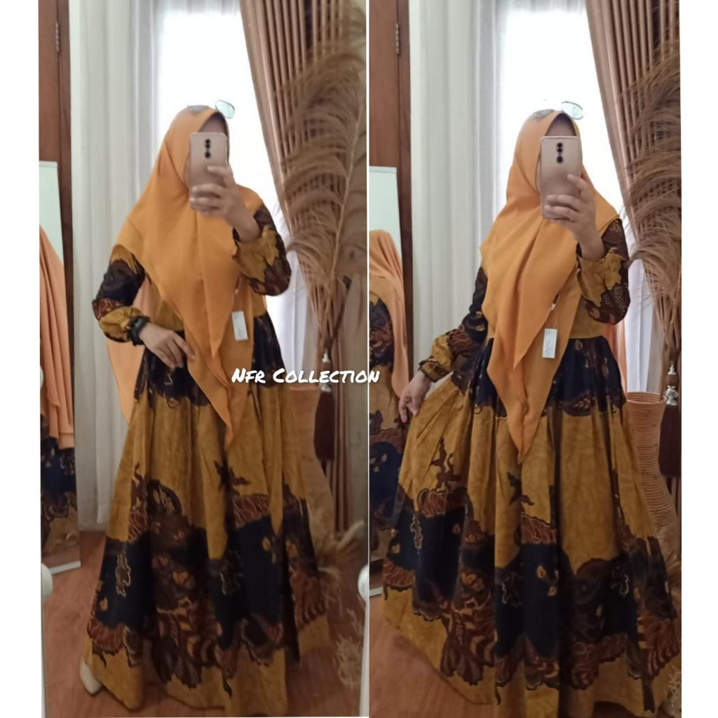 lidya gamis batik rok mayung motif besar M L XL