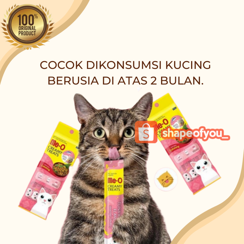 Meo Creamy Treats Snack Me-O Cat Strip Wet Food Makanan Kucing Basah Me-O