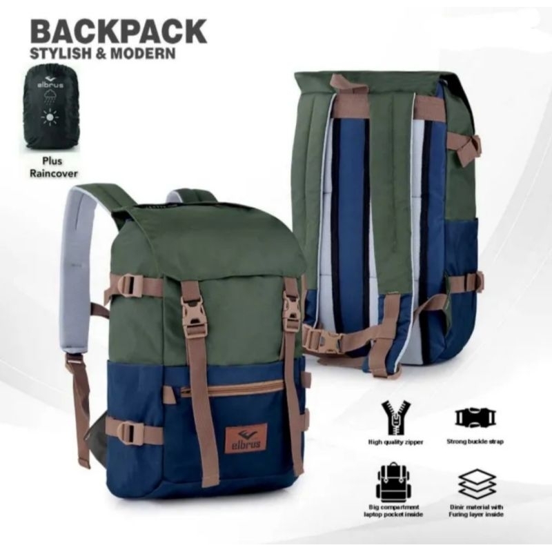 Tas Ransel Punggung Backpack 30L Elbrus Distro # Tas Sekolah Kuliah Kerja Mudik # Tas Ransel