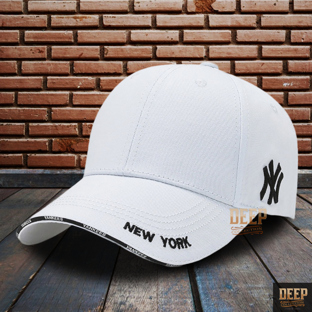 Topi Bisbol Pria / Wanita Dewasa Kekinian | Topi NY Putih Simple Cowo Cewe | Topi Korea New York Imp