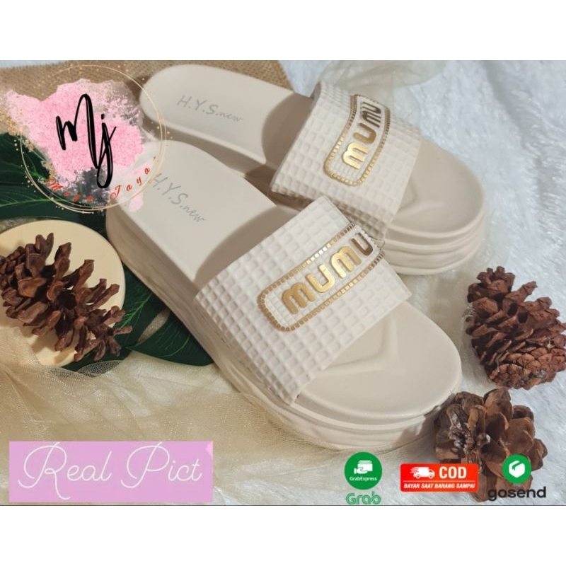 Sandal wedges wanita selop kekinian import