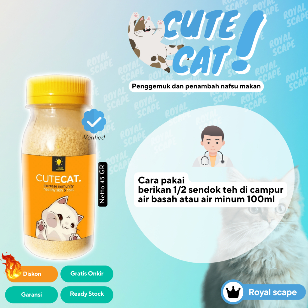 Vitamin Penggemuk dan Bulu Kucing Penumbuh Bulu Kucing Pelebat Bulu Obat Bulu Kucing Rontok CUTE CAT