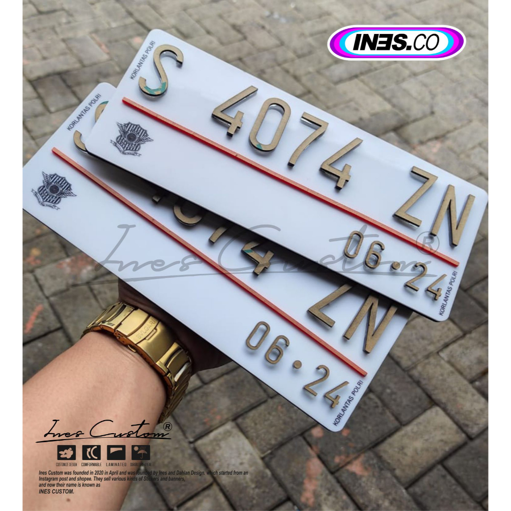 PLAT NOMOR AKRILIK TIMBUL PLAT MOTOR VARIASI STANDAR PUTIH