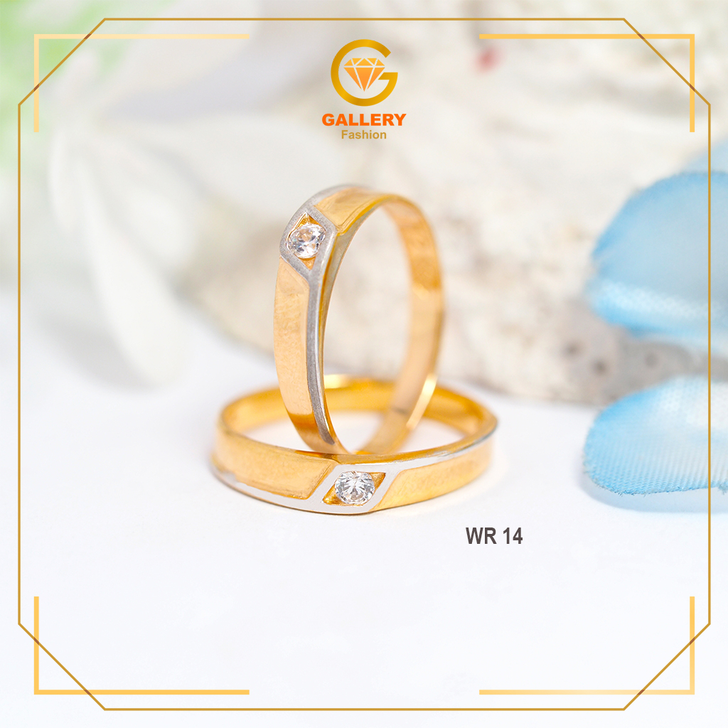 CINCIN KAWIN CINCIN TUNANGAN EMAS ASLI KADAR 375%/8KARAT KODE WR 14 MODEL GARIS JAJAR GENJANG
