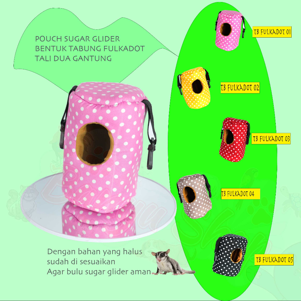 POUCH SUGAR GLIDER-TABUNG FULKADOT-TEPAT TIDUR GANTUNG-AYUNAN-RUMAH POHON