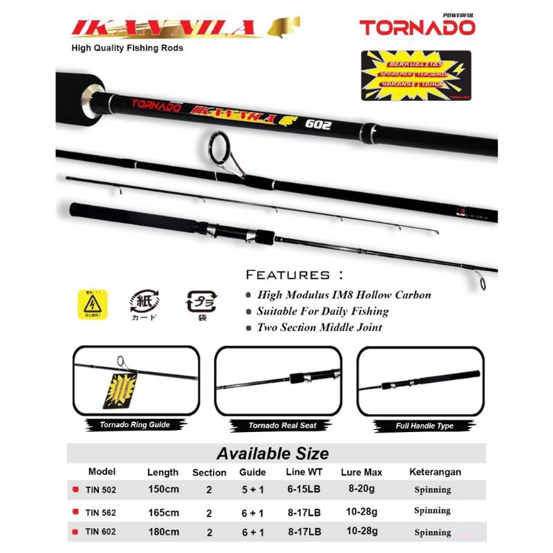 Joran Spinning Tornado Ikan Nila