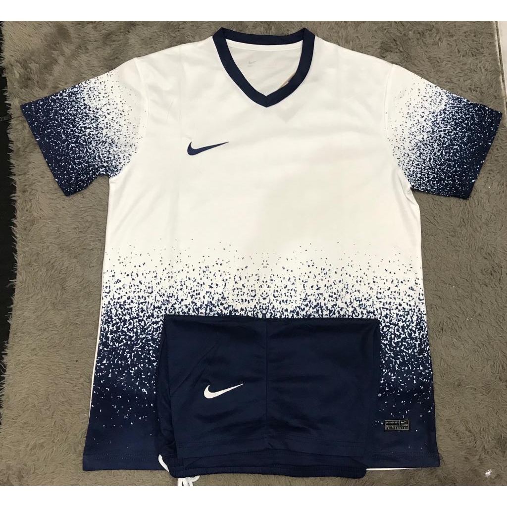 SETELAN BAJU FUTSAL SEPAK BOLA PUTIH NAVY GRADE ORI IMPORT