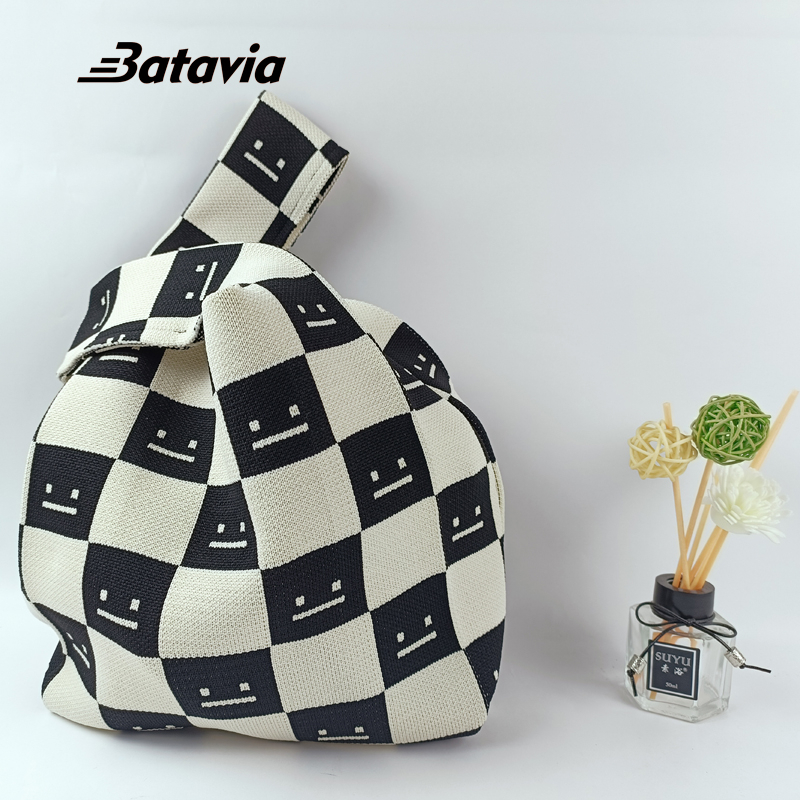 Batavia Tas Wanita Motif Rajut Simpel &amp; Keren - Tas Totebag Cewek Model Rajut Lampit Kekinian BAG 00