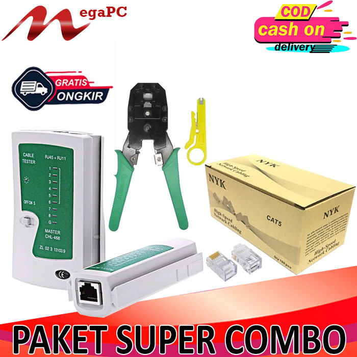 Paket Tang Crimping Tool + Lan Tester + 1 Box RJ45