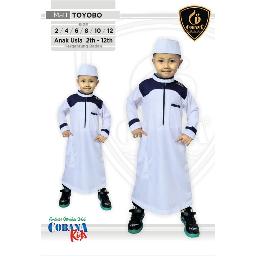 New Jubah Anak / Baju Gamis Anak Pria Bahan Toyobofodu Umur 2 - 12 tahun - Original Cobana