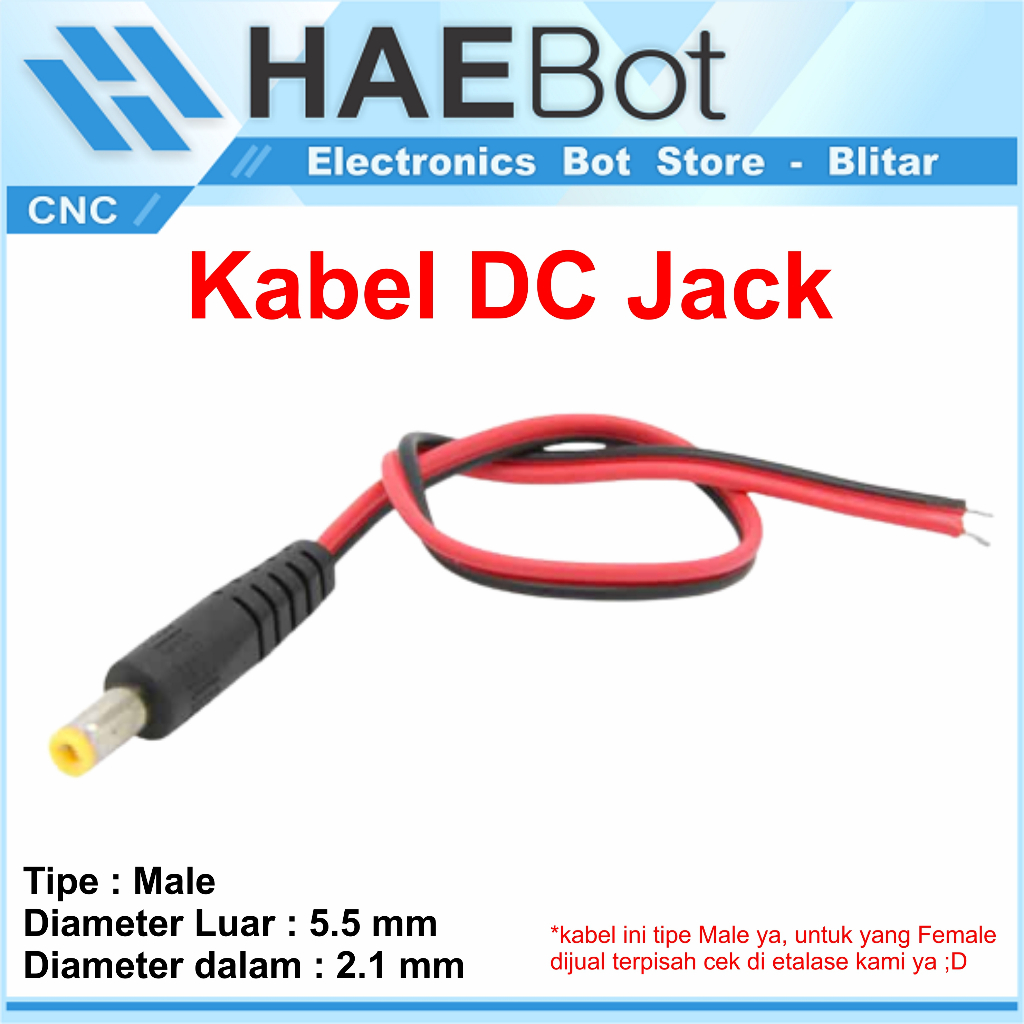 [HAEBOT] Kabel DC Jack Male 5.5 mm 2.1 mm Power CCTV PSU Mini Socket Penghubung Konektor Supply Power Slot Laki Connector