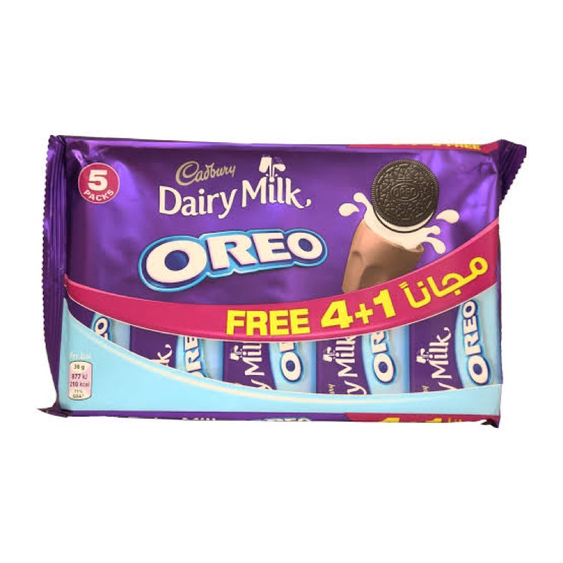 

Coklat Cadbury Dairy Milk Oreo coklat isi 4 + 1 gratis