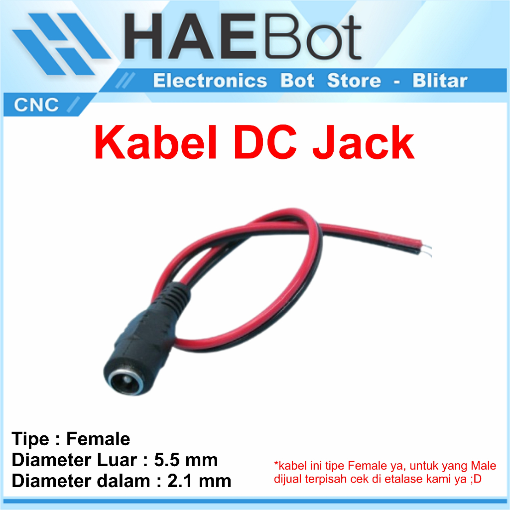 [HAEBOT] Kabel DC Jack Female 5.5 mm 2.1 mm Power CCTV PSU Mini Socket Penghubung Konektor Supply Power Slot Perempuan Connector