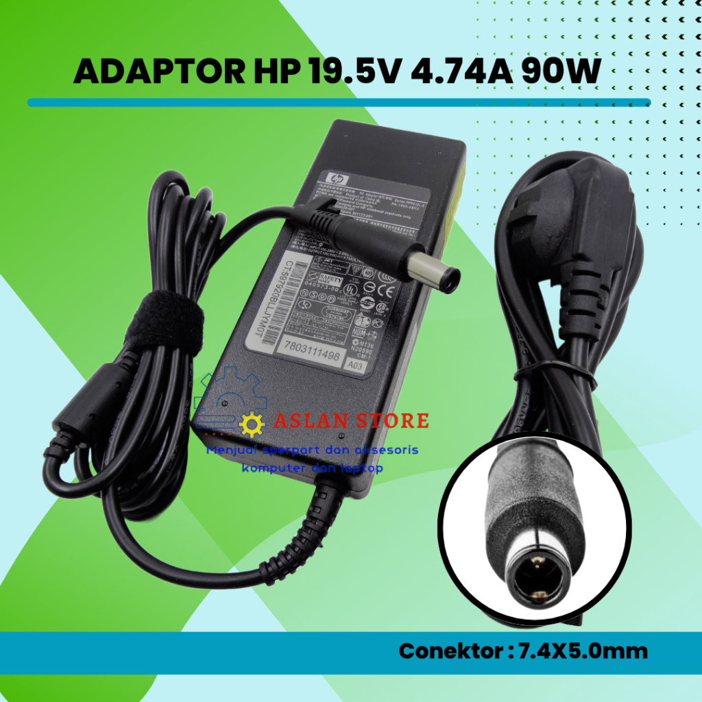 Adaptor Laptop HP 19V 4.74A 90W 7.4x5.0mm Charger HP Compaq Pavilion G6 DV5 DV6 DV7 DV4 G50 G60 N193 CQ43 CQ32 CQ60