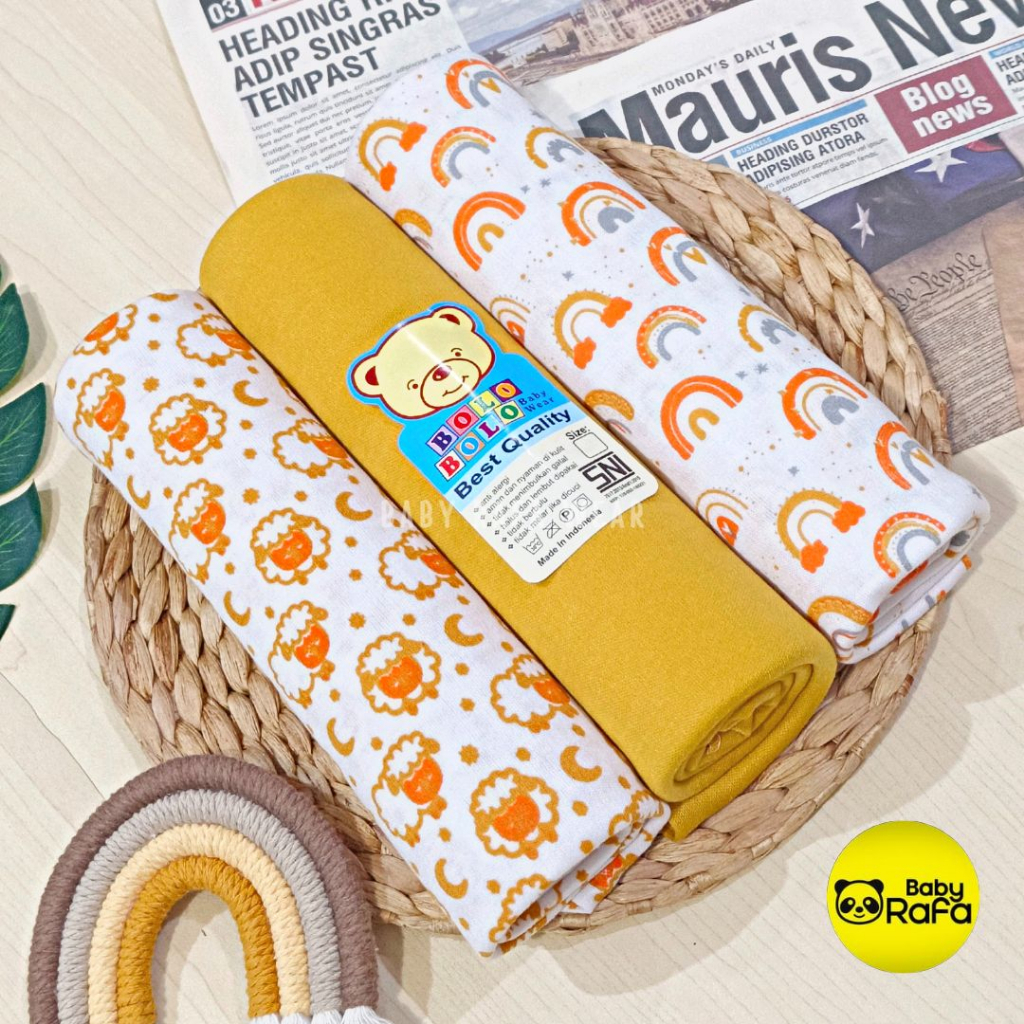 Serian Mustard - 3 pcs Bedong Bayi Bahan Kaos MUSTARD SERIES 110 x 90 cm Merk SNI Bolo - Bolo