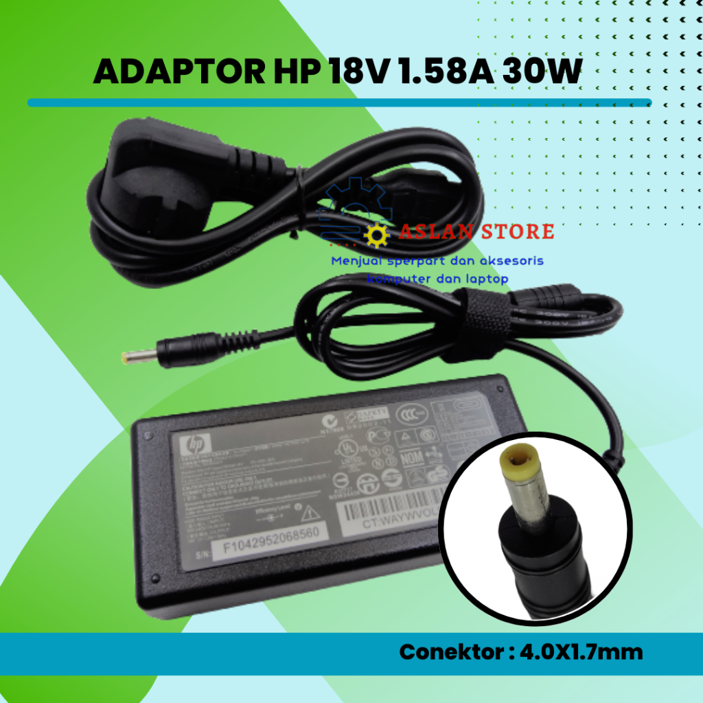 AC Adaptor 30W 19V 1.58A Pengisi Daya untuk HP Mini 110c-1000 1000 110-1000 493092-002 PA-1650-02H PPP018H