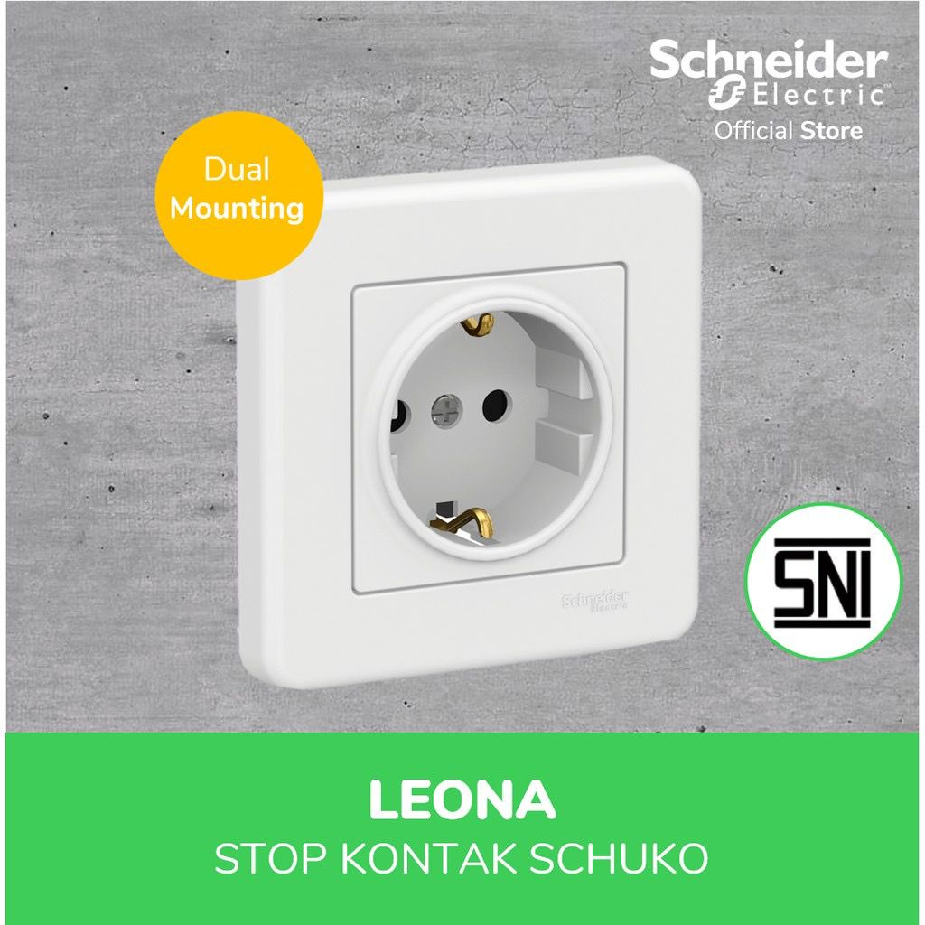 SCHNEIDER LEONA STOP KONTAK 1 GANG SCHUKO CHILD PROTECTION