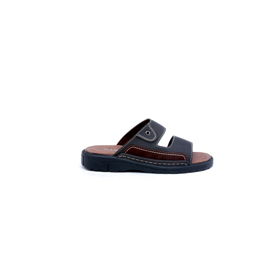 Zagib x Mlkzio |Kulit asli| Sandal Selop Pria | Sendal Slide Slop Hak Tebal Brown