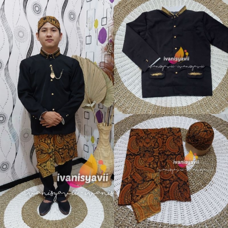 [1set] Pakaian Adat Sunda / Beskap, Sapit Urang + Blangkon | SBSR