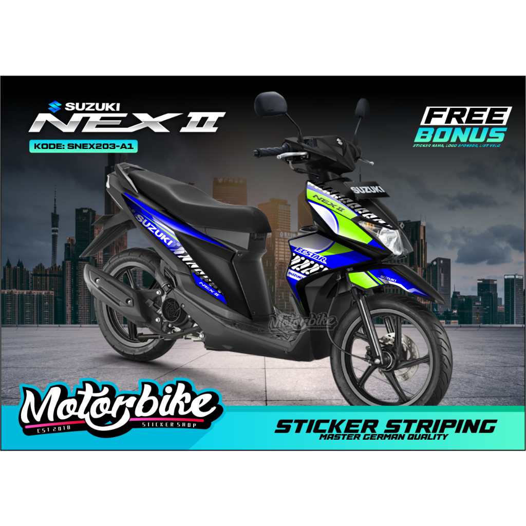 Striping NEX 2  Biru - Sticker Striping Suzuki Nex 2 2018