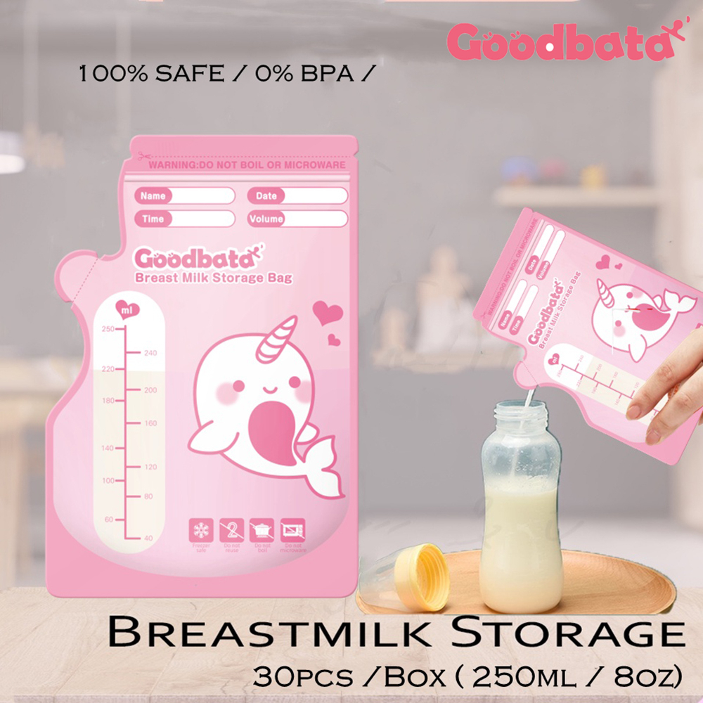 10pcs/30pcs 250ml Kantong ASI Breast Milk Plastik Asi Double Lock Asi kantung asi Tas ASI Sekali Pakai Breastmilk Storage Bag Kantong ASI Breast Milk