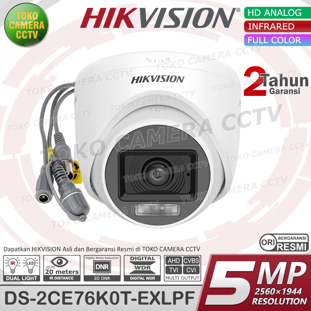 KAMERA CCTV INDOOR 5MP COLORVU HIKVISION DS-2CE76K0T-EXLPF DUAL LIGHT