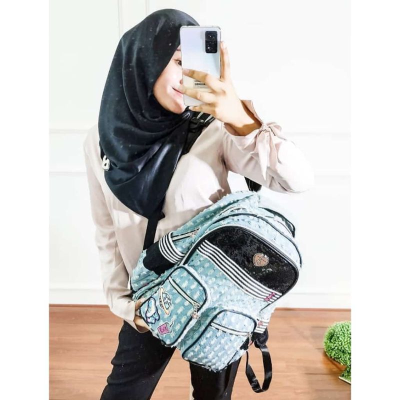 Tas Ransel Jeans Wanita IMPORT Premium Ransel Remaja Backpack FashionTK13.3365