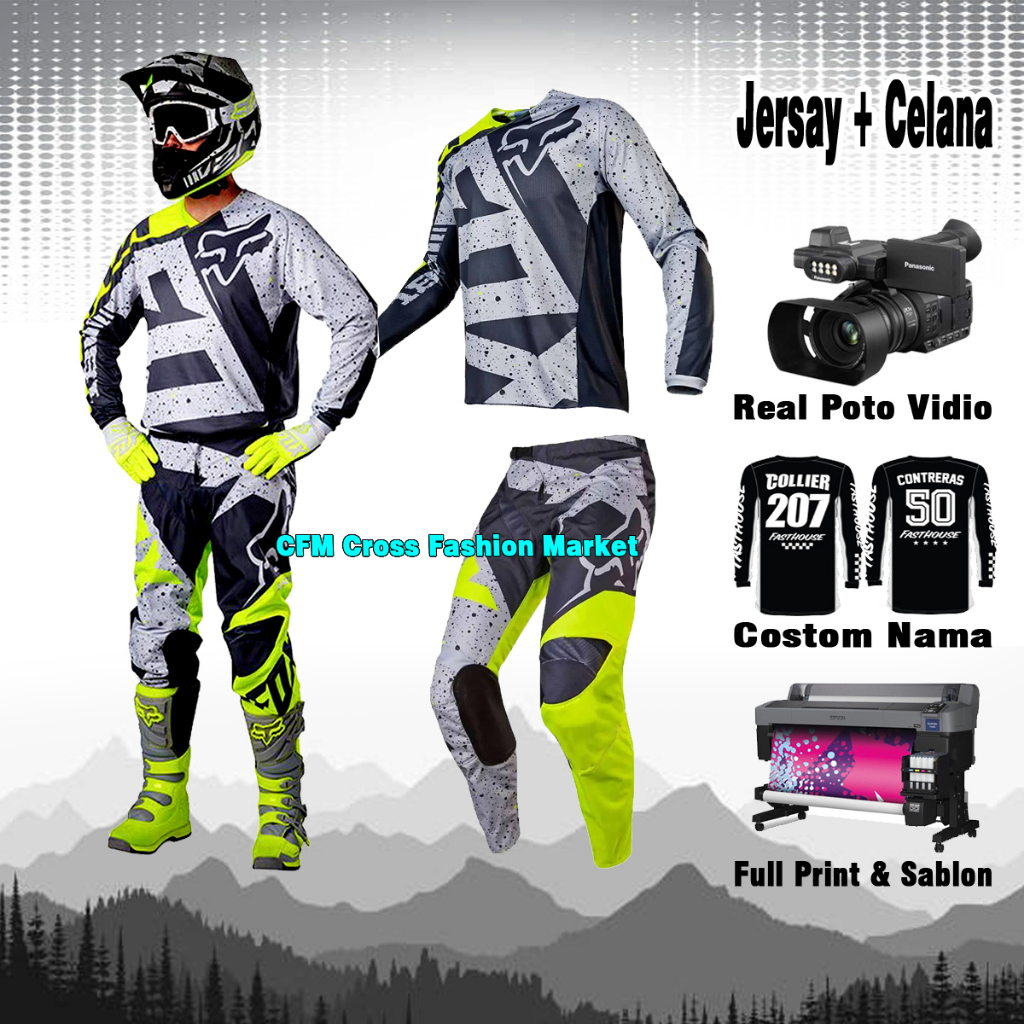 Kaos Jersey Baju Motor Trail Cross ABU STABILO Jerset Motocross Pria Dewasa cros adventure Custom Tr