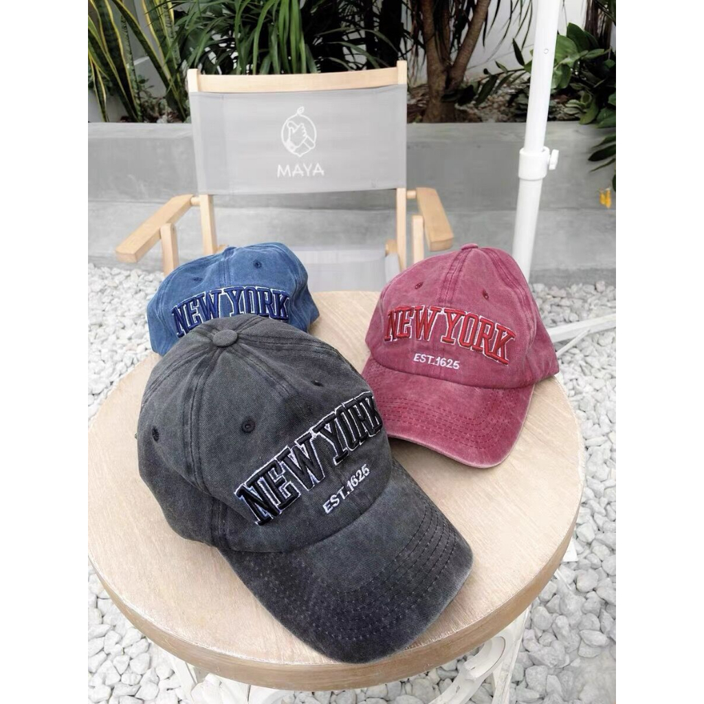 Topi Baseball Dicuci Old Street American Retro Cap Huruf Bordir Perempuan Liar Di Wajah Topi Bisbol Kecil Sport Korea Topi Baseball Pria/Wanita Hat