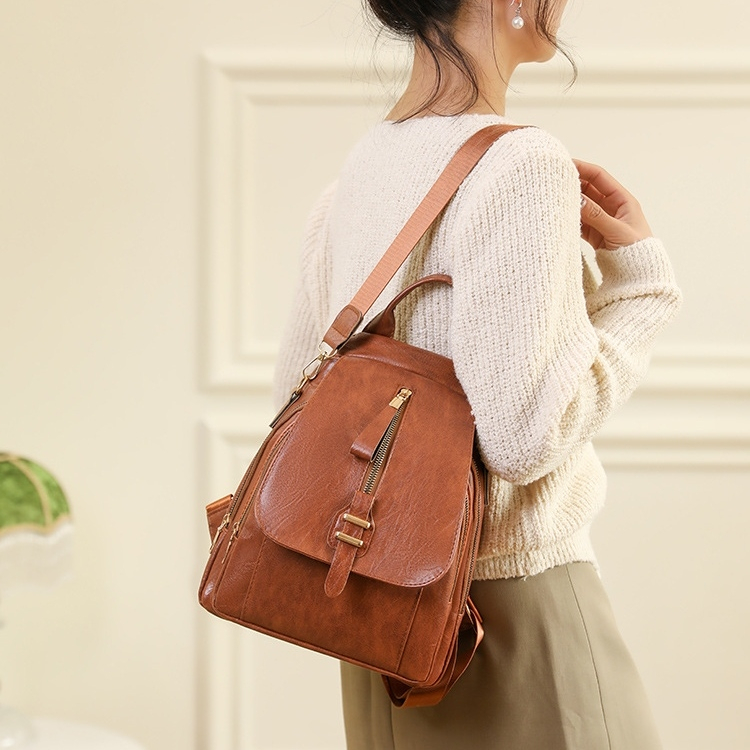 TAS RANSEL WANITA KOREA KULIT COKLAT TALANTI TA788B7 BACKPACK IMPORT MINI REMAJA KEKINIAN SEKOLAH KULIAH KERJA BRANDED CEWEK MURAH PREMIUM SIMPLE FASHION LUCU TERBARU