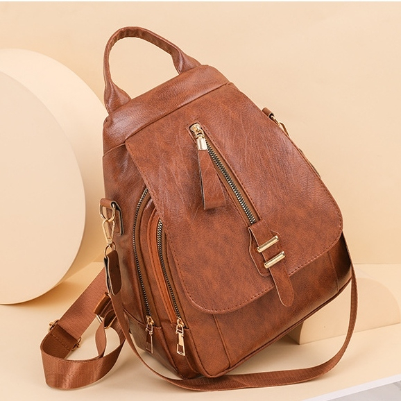 TAS RANSEL WANITA KOREA KULIT COKLAT TALANTI TA788B7 BACKPACK IMPORT MINI REMAJA KEKINIAN SEKOLAH KULIAH KERJA BRANDED CEWEK MURAH PREMIUM SIMPLE FASHION LUCU TERBARU