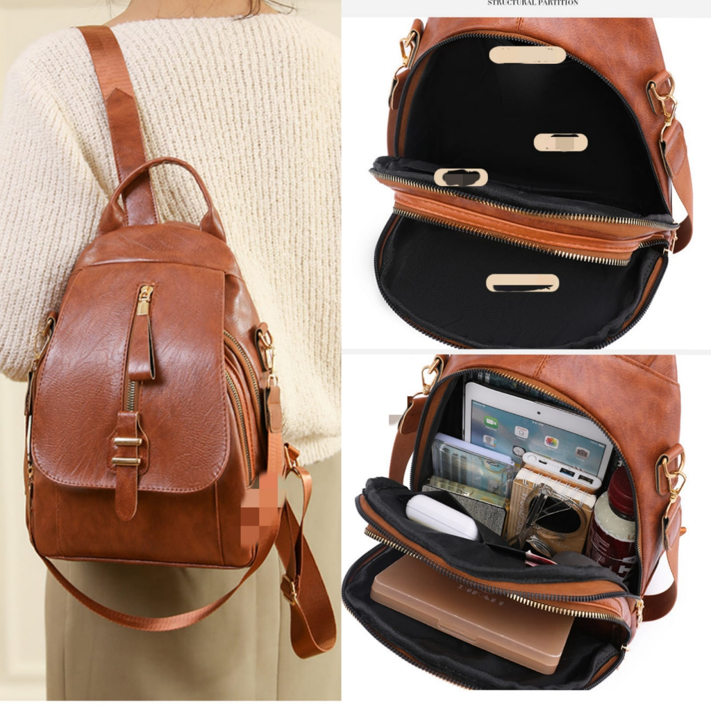 TAS RANSEL WANITA BACKPACK PREMIUM KOREA BRANDED CEWEK MURAH SIMPLE FASHION LUCU KULIT COKLAT TALANTI TA788B7 IMPORT MINI REMAJA TERBARU KEKINIAN SEKOLAH KULIAH KERJA