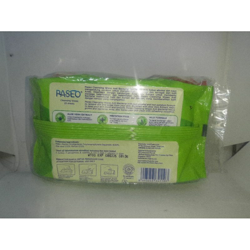 TISU BASAH PASEO KECIL / TISU BASAH PASEO ALOE VERA 25 SHEETS