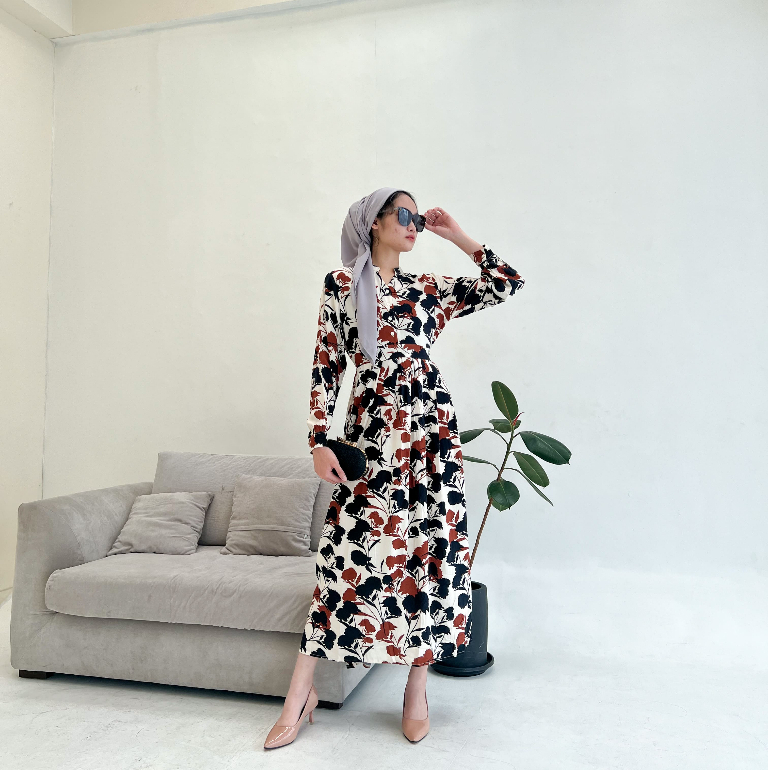 Karia Motif Dress - Fashion Muslim - Casual Dress - Korean Wanita Dress