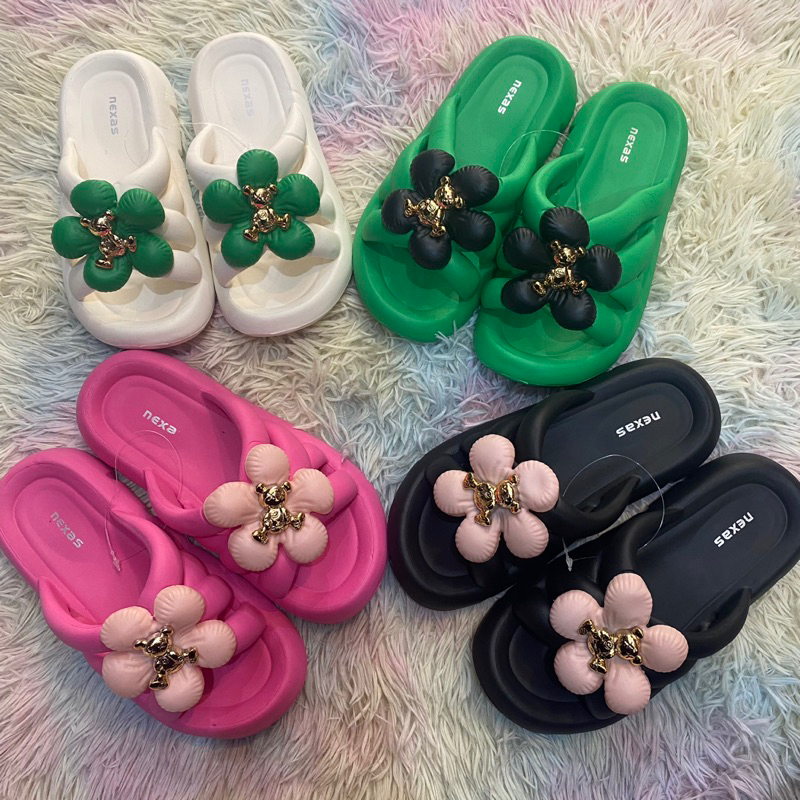 sandal jelly tebal empuk bunga wanita