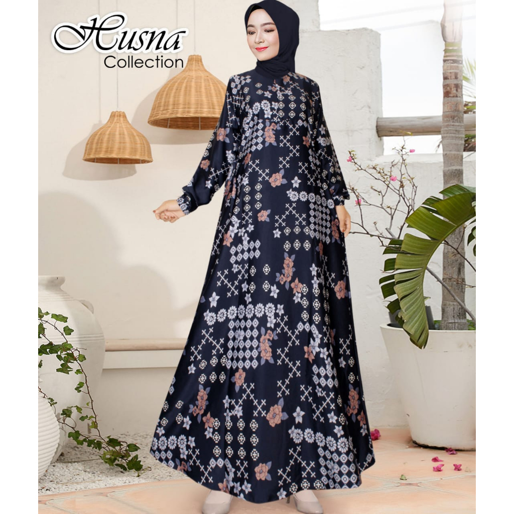 Gamis Motif Bunga Lebaran Terbaru Zulva Diyor Silk Premium 2023 Wanita Hijab